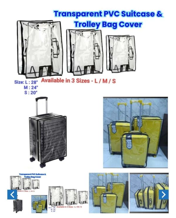 Suitcase Cover Combo Heavy PVC Trolley Suitcase Cover for Soft Bags Combo of 20-24-28 Inch Luggage Cover  (20-24-28 Inch,)