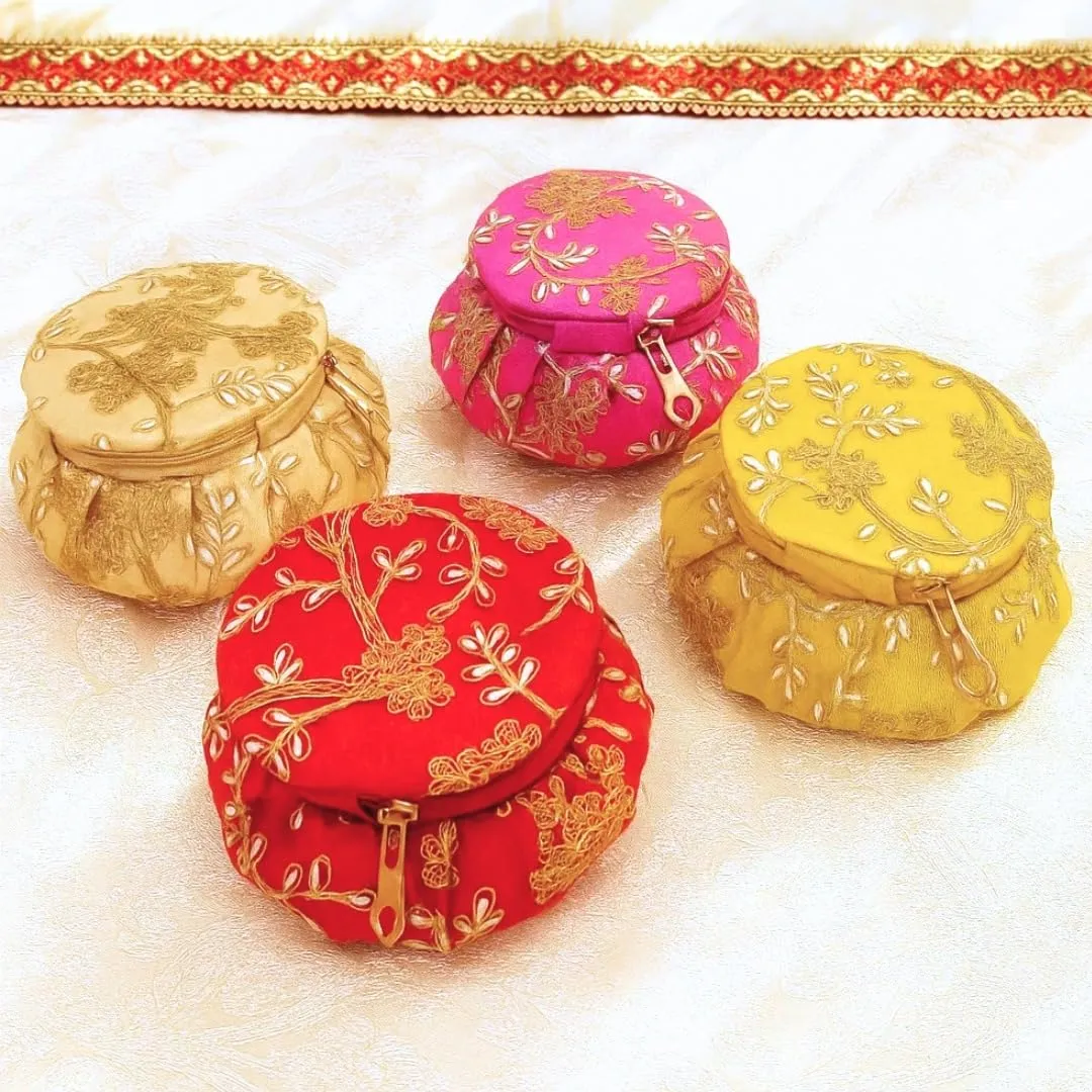 Fancy Designer Matki Box (3.5 Inch) – Jewellery / Bangle Storage | Return Gift Box (Mix Colors)