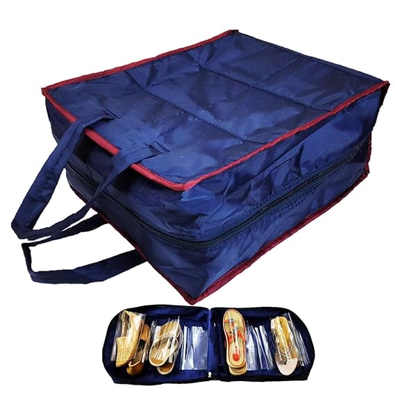Multi-Purpose Shoes Kit Bag Parachute 6 Pair Shoes Storage Travel Tote Bag Pocket Sleeper Sandals Shoes Cover,Travelling Kit,Hanging Shoe kit | Shoe Bag Pack of 1 Piece - Image 3