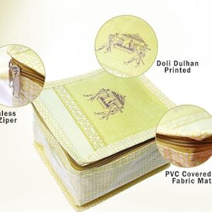 Organisers storage box Dulhan Doli Printed 10 pouches with zipper for women travelling, Travel jewelry kit for locker Rings accessories (Jewellery