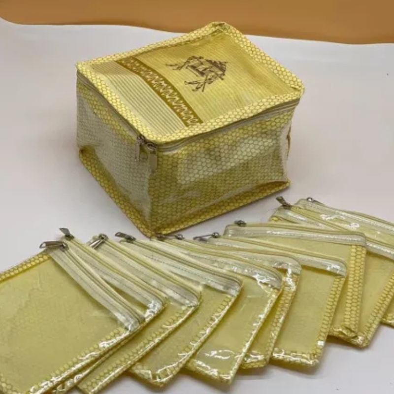 Organisers storage box Dulhan Doli Printed 10 pouches with zipper for women travelling, Travel jewelry kit for locker Rings accessories (Jewellery - Image 2