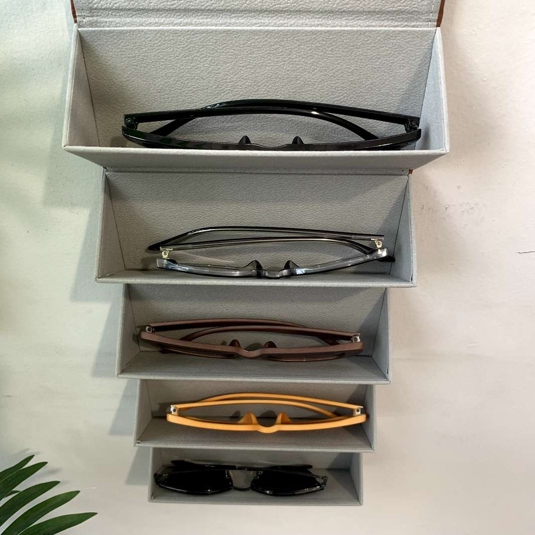 Hex sunglass case | 5 Slot sunglass organizer balck and brown - Image 2