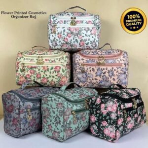 Flower Printed Cosmetics Travel Toiletry Organizer Bag