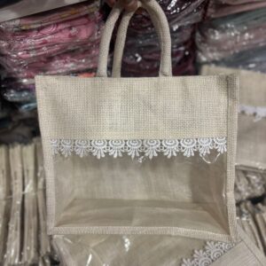 PVC Window Gift Hamper White Jute Bag – Available in 3 Sizes