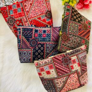 Ikkat print puja bags.