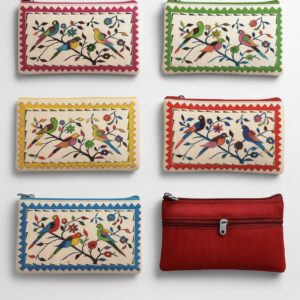 Traditional Bird Design Jute Pouches for Elegant Gifting