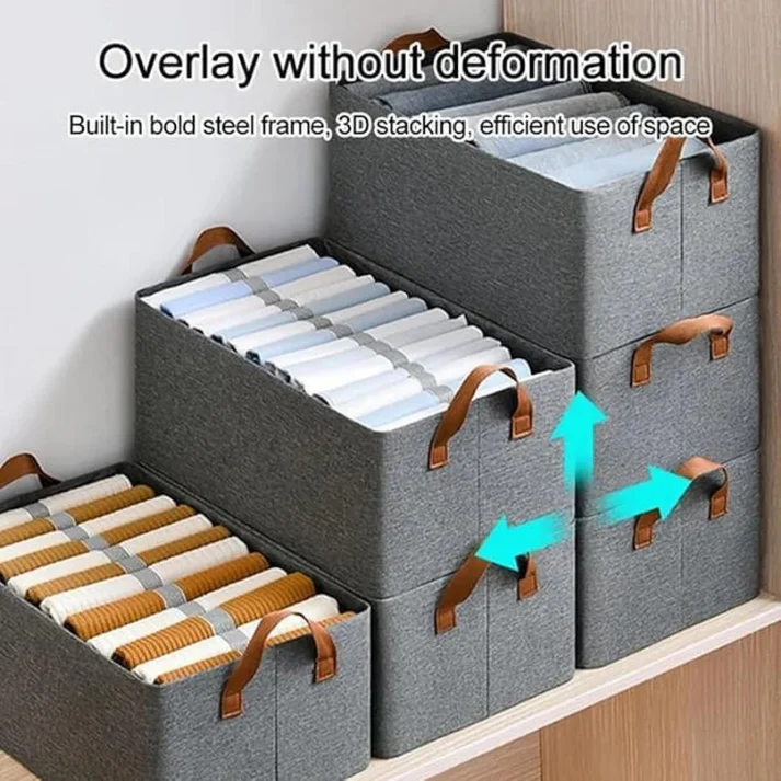 26 Liter Foldable Storage Box for Clothes with Steel Frame | Large Organizer for Wardrobe | Cloth Storage Bag for Saree, Shirt, Blanket | Pack of 1 - Image 3