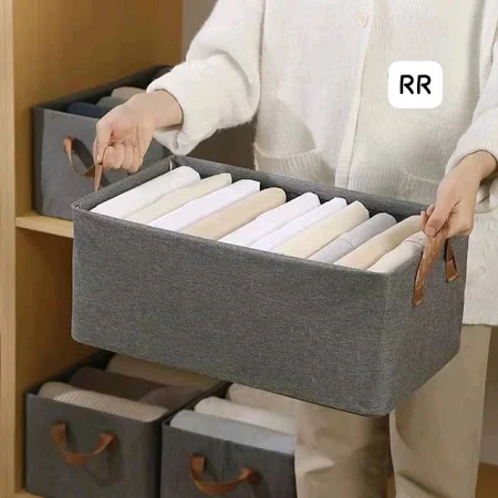 26 Liter Foldable Storage Box for Clothes with Steel Frame | Large Organizer for Wardrobe | Cloth Storage Bag for Saree, Shirt, Blanket | Pack of 1