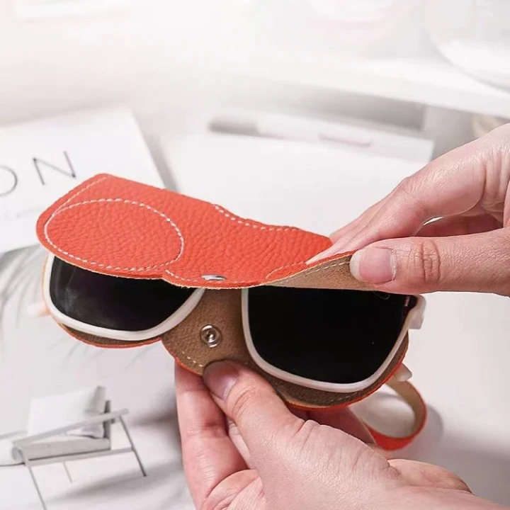 Premium PU Leather Sunglasses Case with Wrist Strap - Image 3