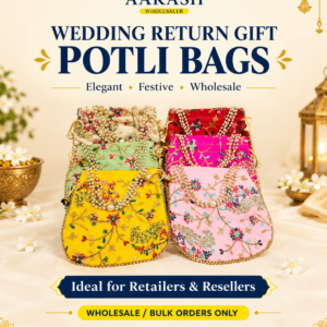 Floral Embroidered Potli Bags For Wedding Gifts