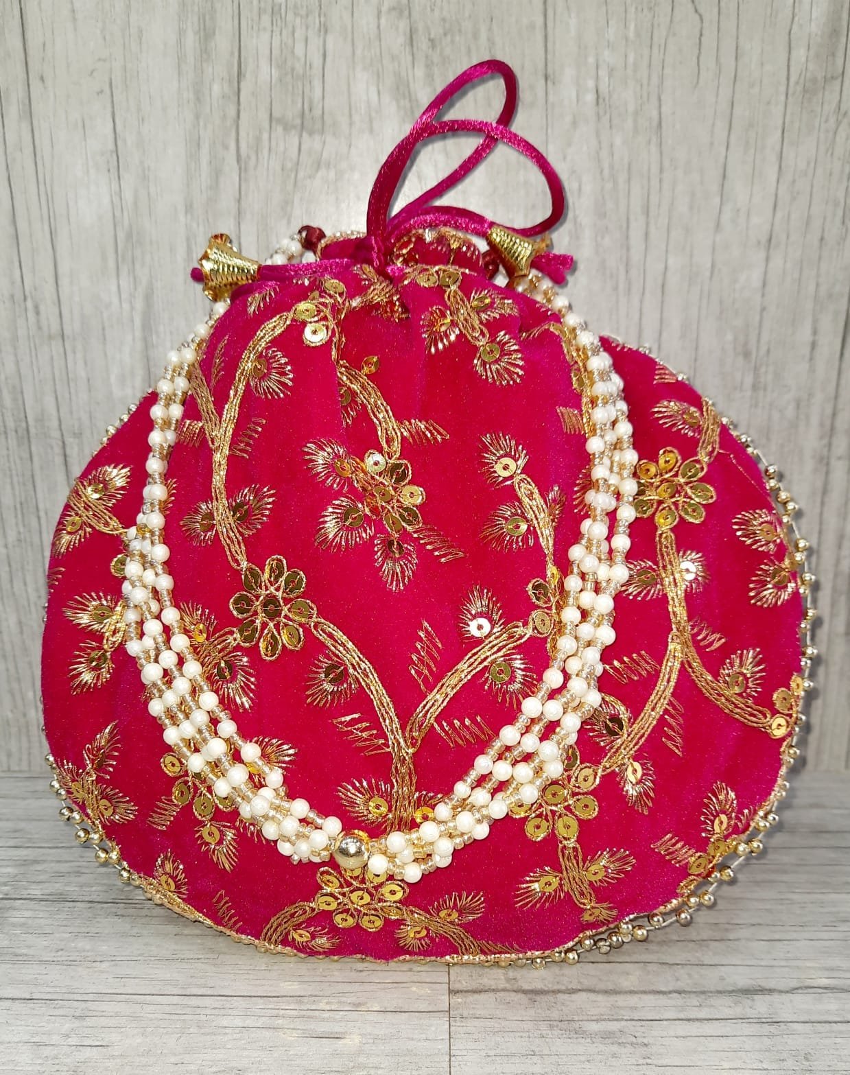 Velvet Potli Bags for Women – Sequin Embroidered Wedding Favours - Image 6