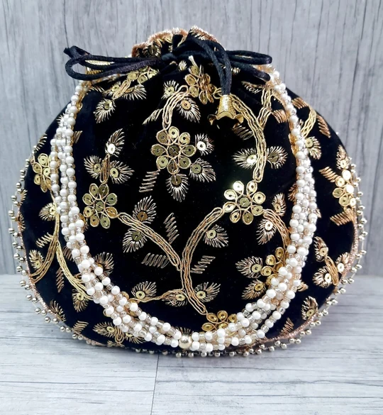 Velvet Potli Bags for Women – Sequin Embroidered Wedding Favours - Image 5